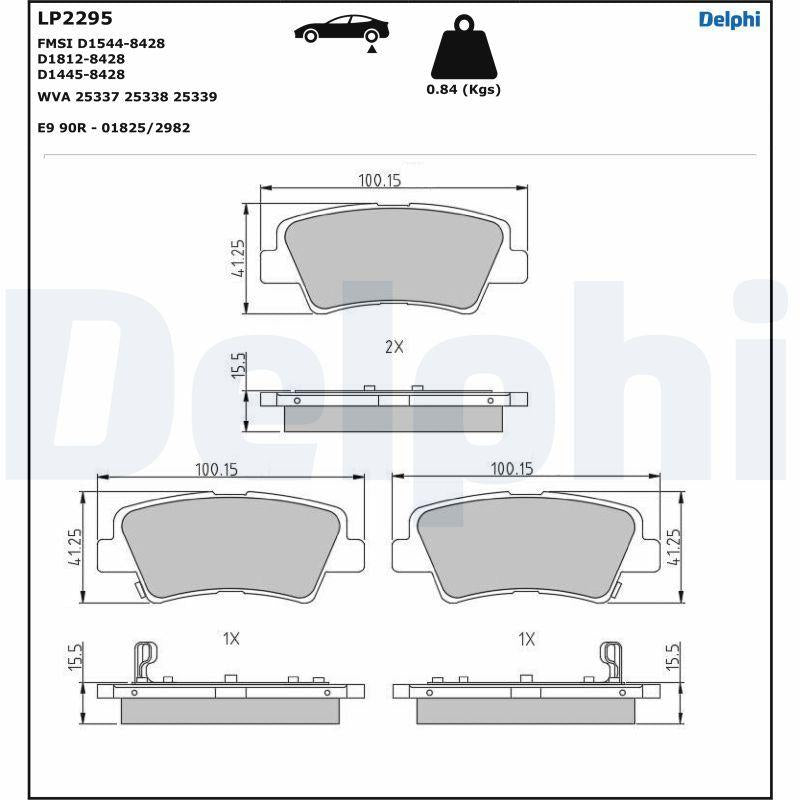 Delphi LP2295 Brake Pad Rear Hyundai Accent IV-V Bayon Elantra IV-V 1.0-1.8 CRDi GDI 05-21 — Brake Pads