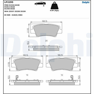 Delphi LP2295 Brake Pad Rear Hyundai Accent IV-V Bayon Elantra IV-V 1.0-1.8 CRDi GDI 05-21 — Brake Pads