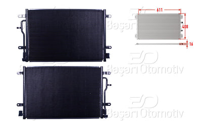 Wisco 1143067-00 A/C Condenser 611X408x16 Audi A4 1.6 1.8 T1.9 TDI 2.0 2.0 FSI 2.4 2.5 TDI 3.0 02 — Condensers & Evaporators