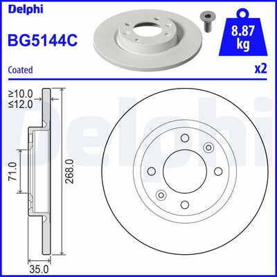 Delphi BG5144C Brake Disc (Twin Pack)-Painted, Drilled — Brake Rotors & Drums