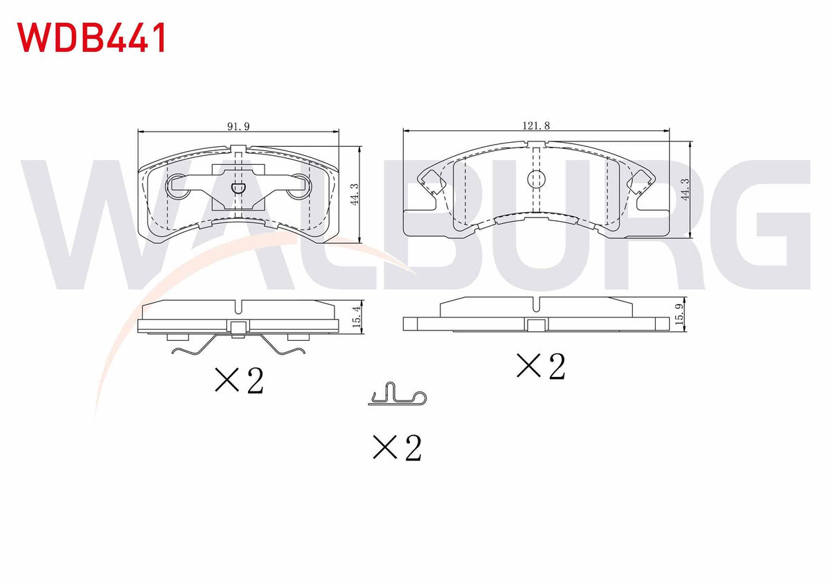 WALBURG WDB441 Brake Pad Front Mitsubishi Attrage (A10_) 1.2 2014-/ Daihatsu Cuore VII 1.0 2003-2007 — Brake Pads