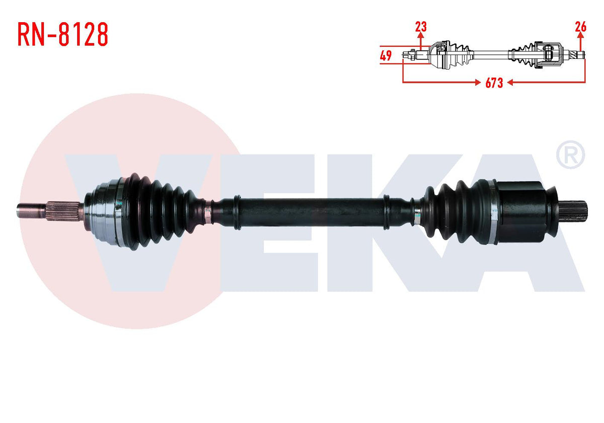Veka RN-8128 Complete Axle Left Front Renault Megane II (Bm0 / 1 — Axles, CV Joints & Boots