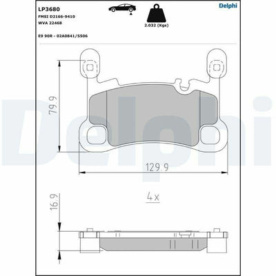 Delphi LP3680 Brake Pads - Compatible with Porsche Cayenne Coupe 4.0 Turbo