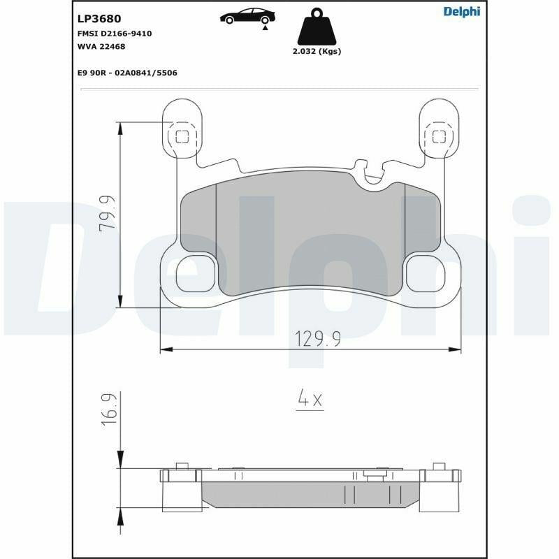 Delphi LP3680 Brake Pads - Compatible with Porsche Cayenne Coupe 4.0 Turbo