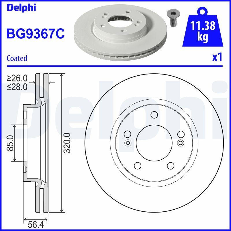 Delphi BG9367C Brake Disc Musso-Rexton Coated — Brake Rotors & Drums