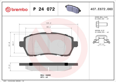 Brembo P24072 Brake Pad Front Ford Fiesta 08- /Materia 06 /Sirion 05 /Mazda 2 08 — Brake Pads