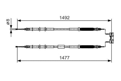 Bosch 1987482038 El Brake Cable Rear (Opel Corsa D 1.4-1.3 TD 5 Cover 06 -) — Brake Cables & Hardware