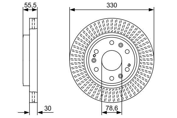 Bosch 0986479W30 Brake Disc Front Cadillac Escalade 6.2 AWD 07-15/Avalanche/Silverado 1500 Set — Brake Rotors & Drums