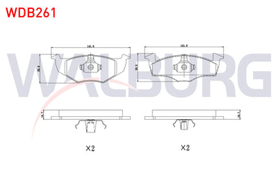 WALBURG WDB261 Brake Pad Front VW Polo (6N1) 1.4 1994-1999 / Polo 1.6i 1994-1999 / Lupo 1.4 1998-2005 / Polo Cla — Brake Pads