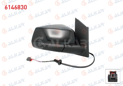 Alkar 6146830 Outer Rear View Mirror Right Electric Heated Automatic Folding Parlak Black 7 Pin Ford Tourneo Connec — Mirrors