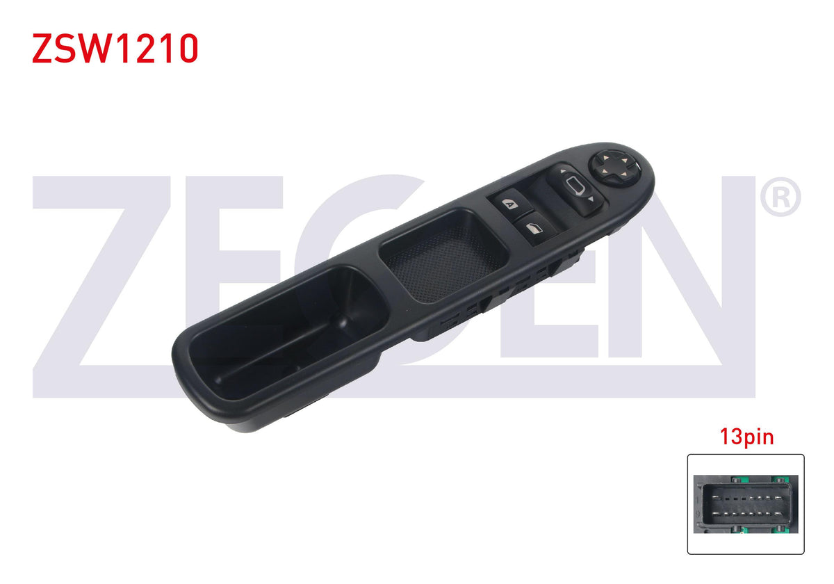 Zegen ZSW1210 Glass Release Switch Group Mirror Adjustable Twin Folding Mirror Automatic Lifting 13 Pin Peugeot 207 2006-2012 / C3 Picasso 2009