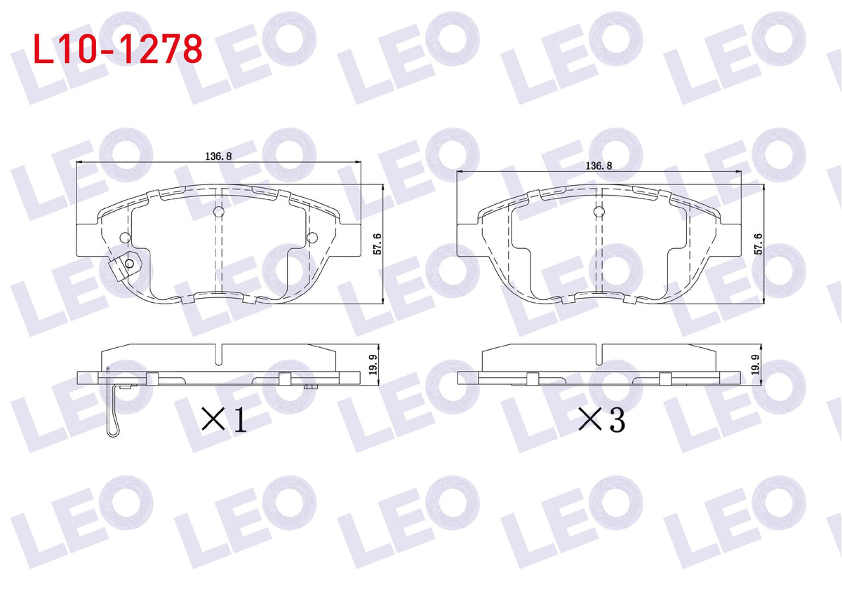 LEO L10-1278 Brake Pad Front with Wear Indicator Opel Corsa D 1.3 CDTi 90 Hp 2006-2014 / Corsa D 1.4 90 Hp 2006 — Brake Pads
