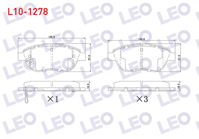 LEO L10-1278 Brake Pad Front with Wear Indicator Opel Corsa D 1.3 CDTi 90 Hp 2006-2014 / Corsa D 1.4 90 Hp 2006 — Brake Pads