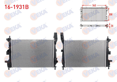 Veka 16-1931B Water Radiator Brazing Ford Focus III 1.0 Ecoboost M-T Ac + /-2011-2015 — Radiators & Fans