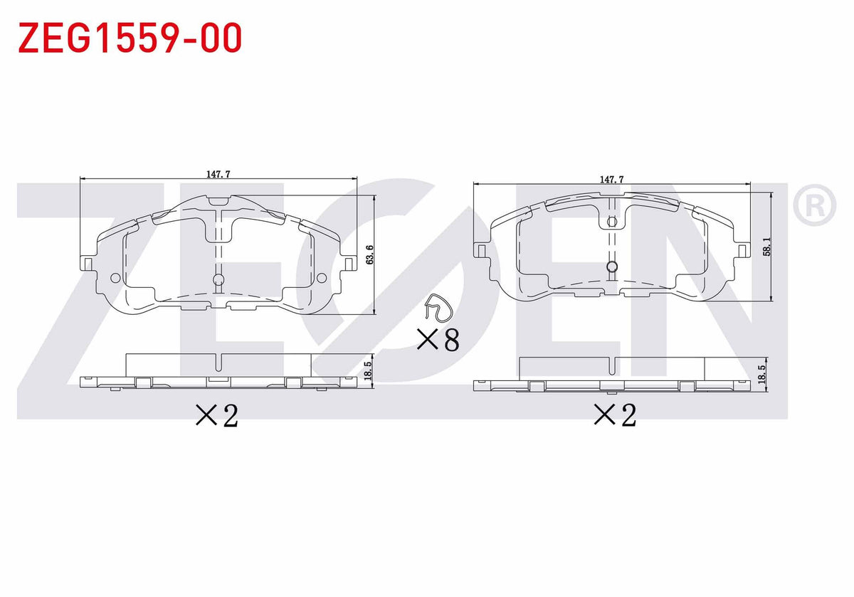 Zegen ZEG1559-00 Brake Pad Front Peugeot 308 II 1.6 HDi 2014-/ 308 II 1.2 Thp 2014-/ 308 II 1.6 2014 — Brake Pads