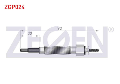 Zegen ZGP024 Glow Plug 12V Hyundai H100 2.5D 1993-2004 / Mitsubishi L300 (P0w,P1w) 2.5D 1986-2006 / Bongo K2500 2.5Tci 2003-/ Nissan Pick Up (D21) 2.5D 1985-1998 | Set of 10