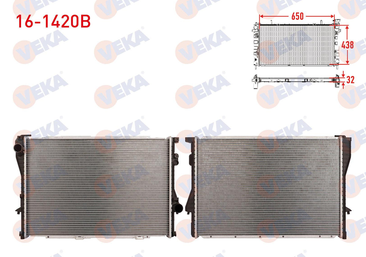 Veka 16-1420B Su Radiator Brazing BMW 5 Series (E39) 520i-523i-528i-535i-540i A-T / M-T 1995-2003 / BMW 7 — Radiators & Fans