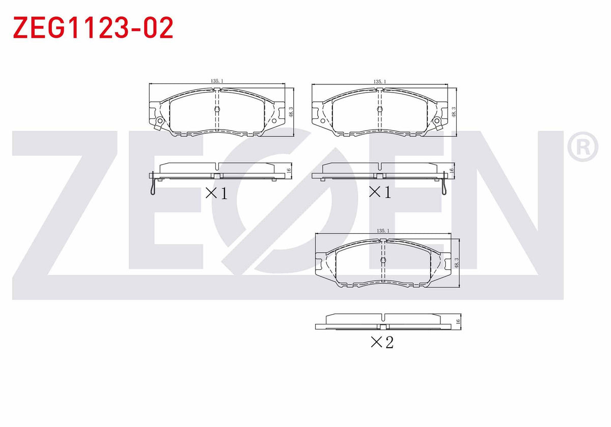 Zegen ZEG1123-02 Brake Pad Front with Wear Indicator Nissan Almera II (N16) 1.5 dCi 2000-2007 — Brake Pads