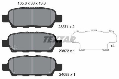 Textar 2387101 Brake Pad Rear Qashqai X-Trail T30 T31 Juke F15 Fx35 Fx45 Pulsar C13 Grand Vitara Jt Kaleos — Brake Pads