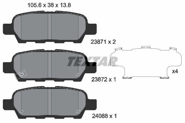 Textar 2387101 Brake Pad Rear Qashqai X-Trail T30 T31 Juke F15 Fx35 Fx45 Pulsar C13 Grand Vitara Jt Kaleos — Brake Pads