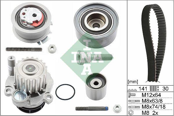 INA 530046330 Timing Belt Tensioner Set + Water Pump VW Passat Audi A3 A4 A6 2.0 TDI 03-13 — Water Pump & Thermostat