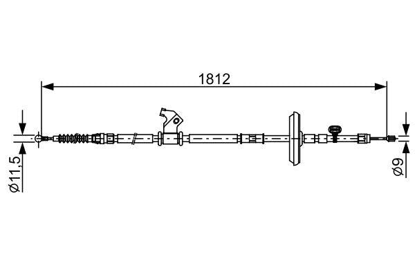 Bosch 1987482503 El Brake Cable Rear Left Opel Astra J 10-15 A20DTH 1812mm — Brake Cables & Hardware