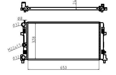 MGA 80418 Water Radiator Brazing-650×328×24 (VW Polo 10-20 Audi A1 11-14 Seat Ibiza 09-17 Skoda Fabia 11-1 — Radiators & Fans