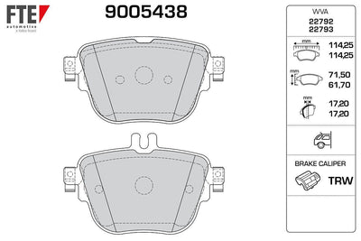Fte 9005438 Brake Pad Rear W213 4-Matic 17-18 C257 4-Matic 17-C238 4-Matic 17 — Brake Pads