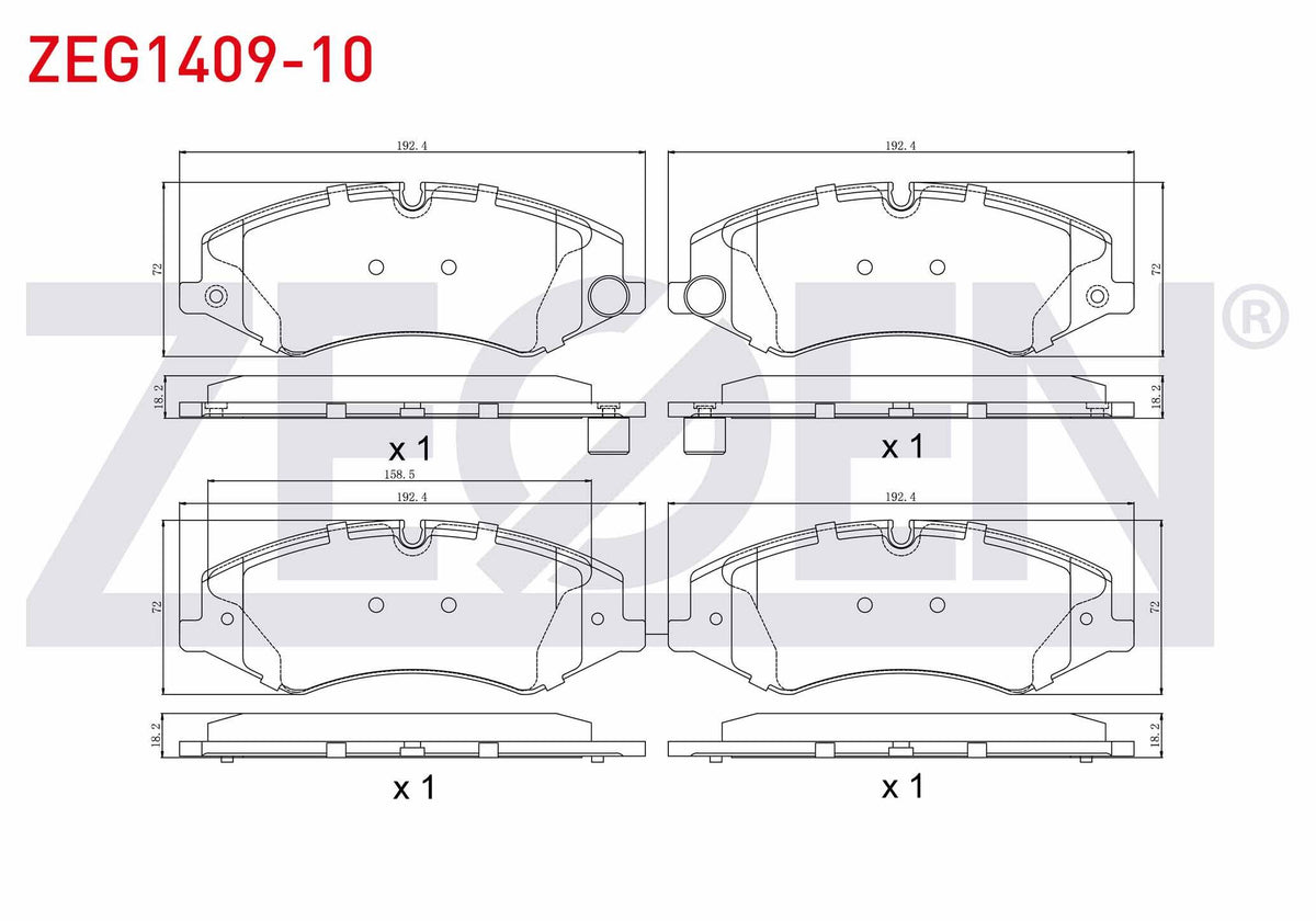 Zegen ZEG1409-10 Brake Pad Front Land Rover Discovery IV (La) 3.0 TD 4X4 2010-/ Discovery IV (La) 3.0 4X4 2010-/ — Brake Pads