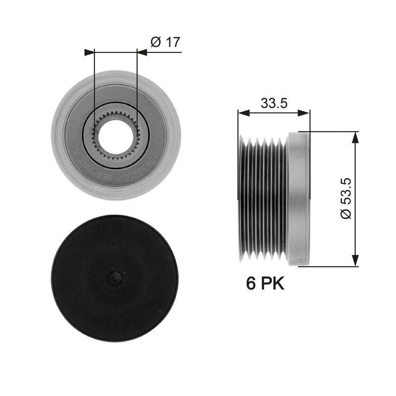 Gates OAP7111 Alternator Pulley 04-13 1-Series 3-Series 5-Series (E81-E87-E46-E90-E92) — Starting & Charging