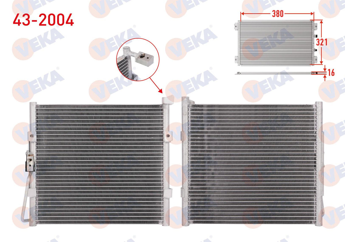 Veka 43-2004 A/C Condenser Honda Civic 1.5I 16V 1991-1995 — Condensers & Evaporators