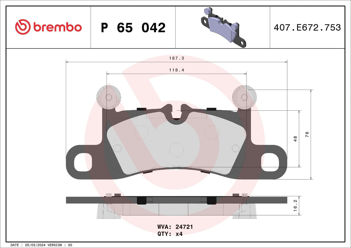 Brembo P65042 Brake Pad Rear Low-Met Porsche — Brake Pads