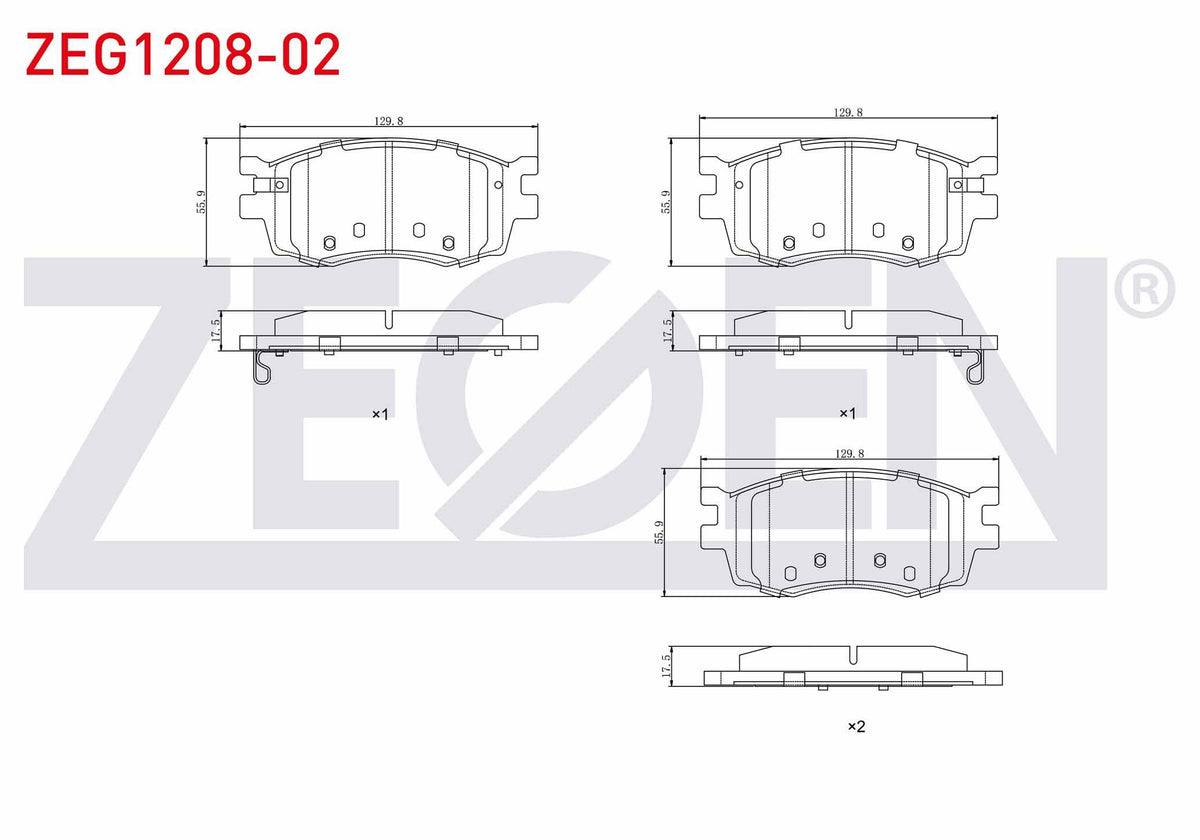 Zegen ZEG1208-02 Brake Pad Front with Wear Indicator Hyundai Accent Era 1.5 CRDi 2006-2012 / Accent Era 1.4i 16V — Brake Pads