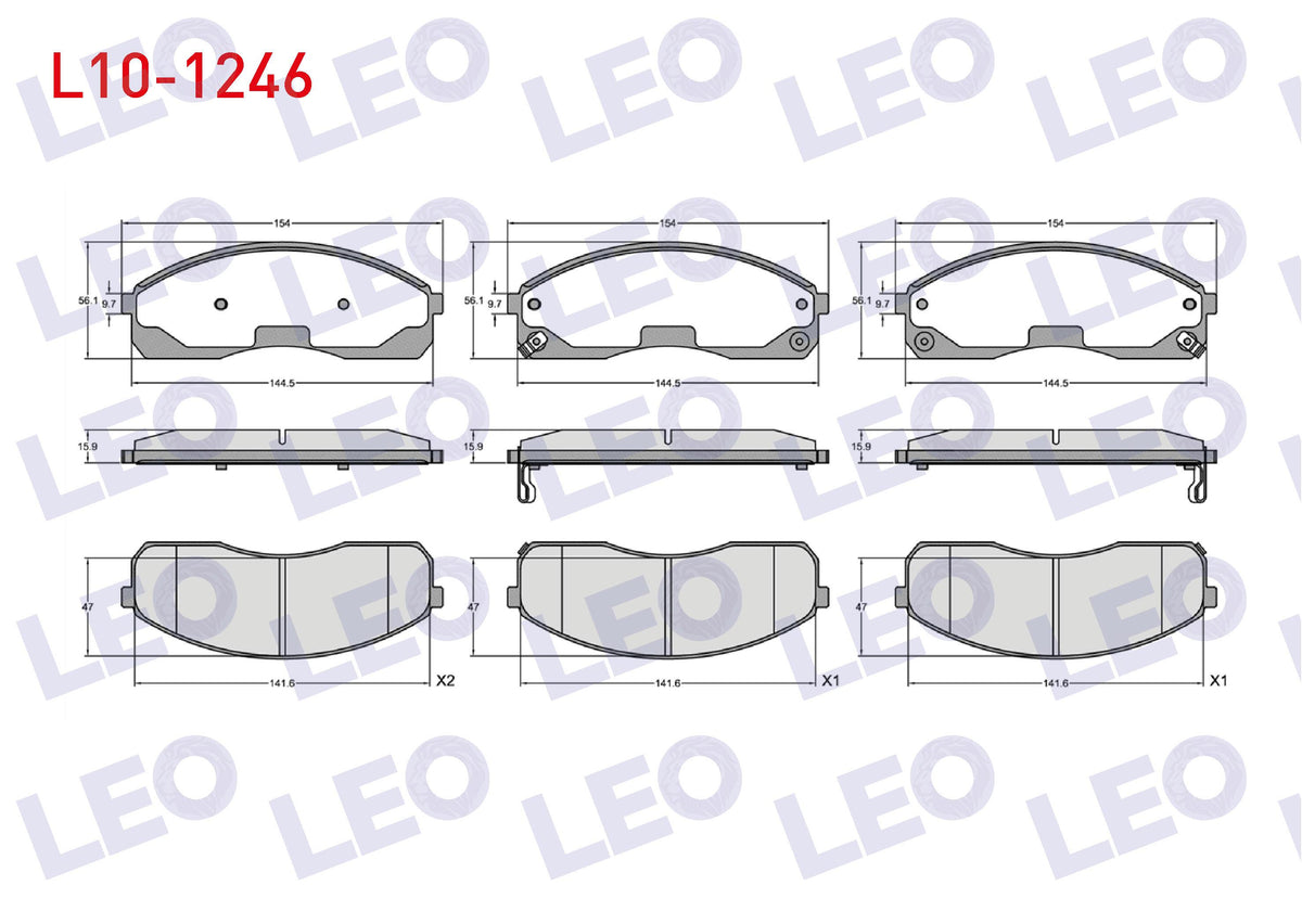 LEO L10-1246 Brake Pad with Wear Indicator Front Hyundai H100 2.5 D 1993-2004 / Kia Pregio (Tb) 2.7 D 1997-2002 — Brake Pads