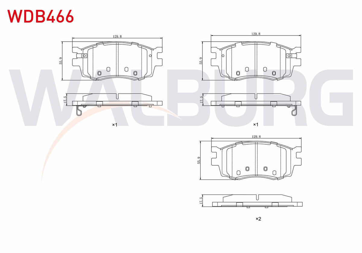 WALBURG WDB466 Brake Pad Front with Wear Indicator Hyundai Accent Era 1.5 CRDi 2006-2012 / Accent Era 1.4i 16V 2 — Brake Pads