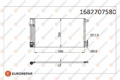 Eurorepar 1682207580 A/C Condenser (Kondanser) Corsa D Corsa E Grande Punto A14xer Z12xep B14xel — Condensers & Evaporators