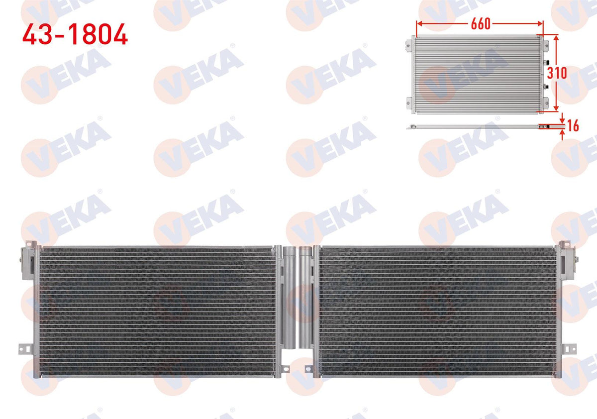 Veka 43-1804 A/C Condenser Fiat Grande Punto (199) 1.3 Mjt 75 Hp M-T 2005-2012 — Condensers & Evaporators