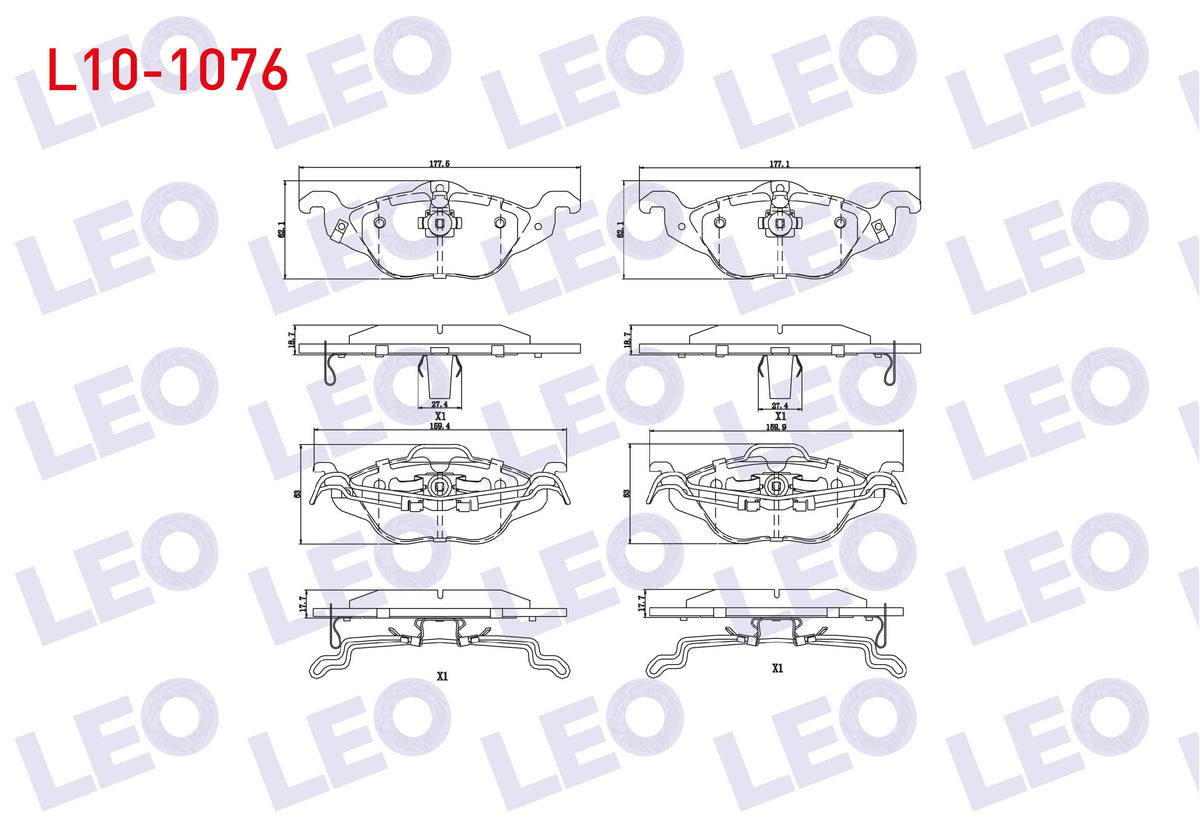 LEO L10-1076 Brake Pad Front with Wear Indicator Opel Astra G 1.2 16V 1998-2005 / Astra G 1.4 16V 1998-2005 / As — Brake Pads