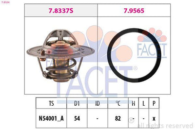 Facet 7.8334 82C Thermostat H4m 1.6 with Gasket Dokker Lodgy 2015- — Water Pump & Thermostat