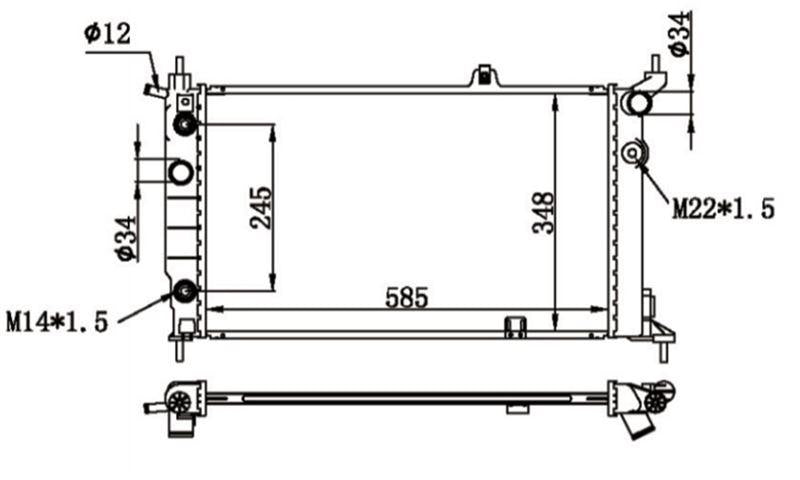 MGA 80156 Water Radiator 32mm with A/C Automatic (Opel: Astra F 1.4 1.6 2.0 92-98) 595×359×34 — Radiators & Fans