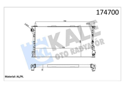 Kale 0224292AL Water Radiator (706X396x32) (with A/C) Ford Transit Connect 18 16V 18 TDCi 90Ps 13-(Alumini — Radiators & Fans