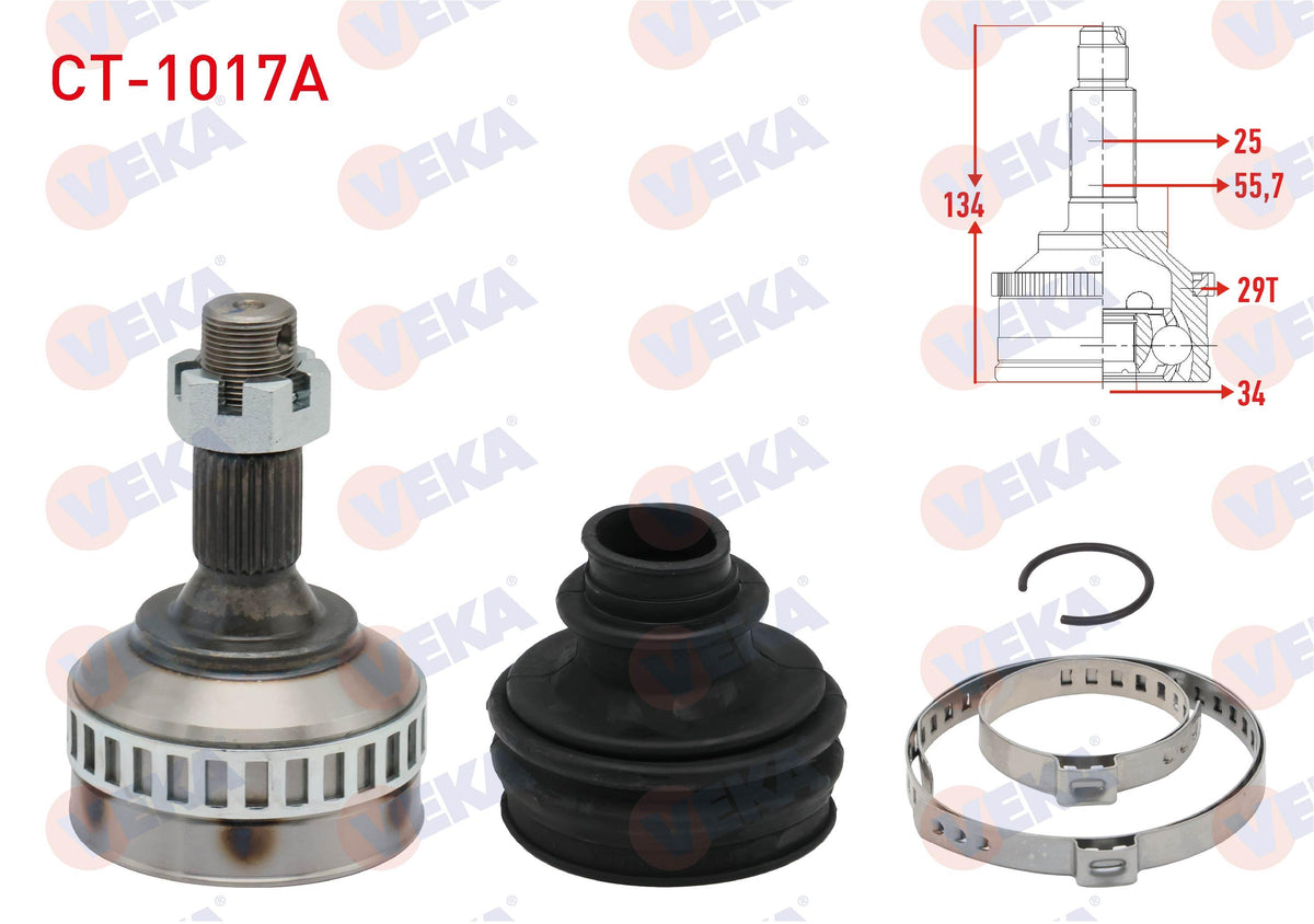 Veka CT-1017A CV Joint Left-Right Front Outer Peugeot Partner (5 — Axles, CV Joints & Boots
