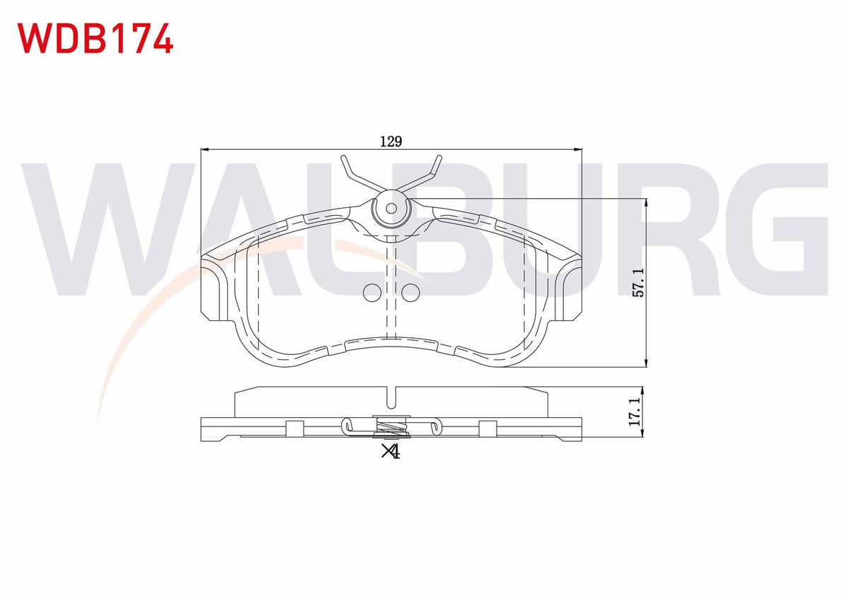 WALBURG WDB174 Brake Pad Front Nissan Primera (P11) 1.6i 16V 1996-2001 / (P11) 1.8i 16V 1996-2001 / (P11) 2.0i 1 — Brake Pads
