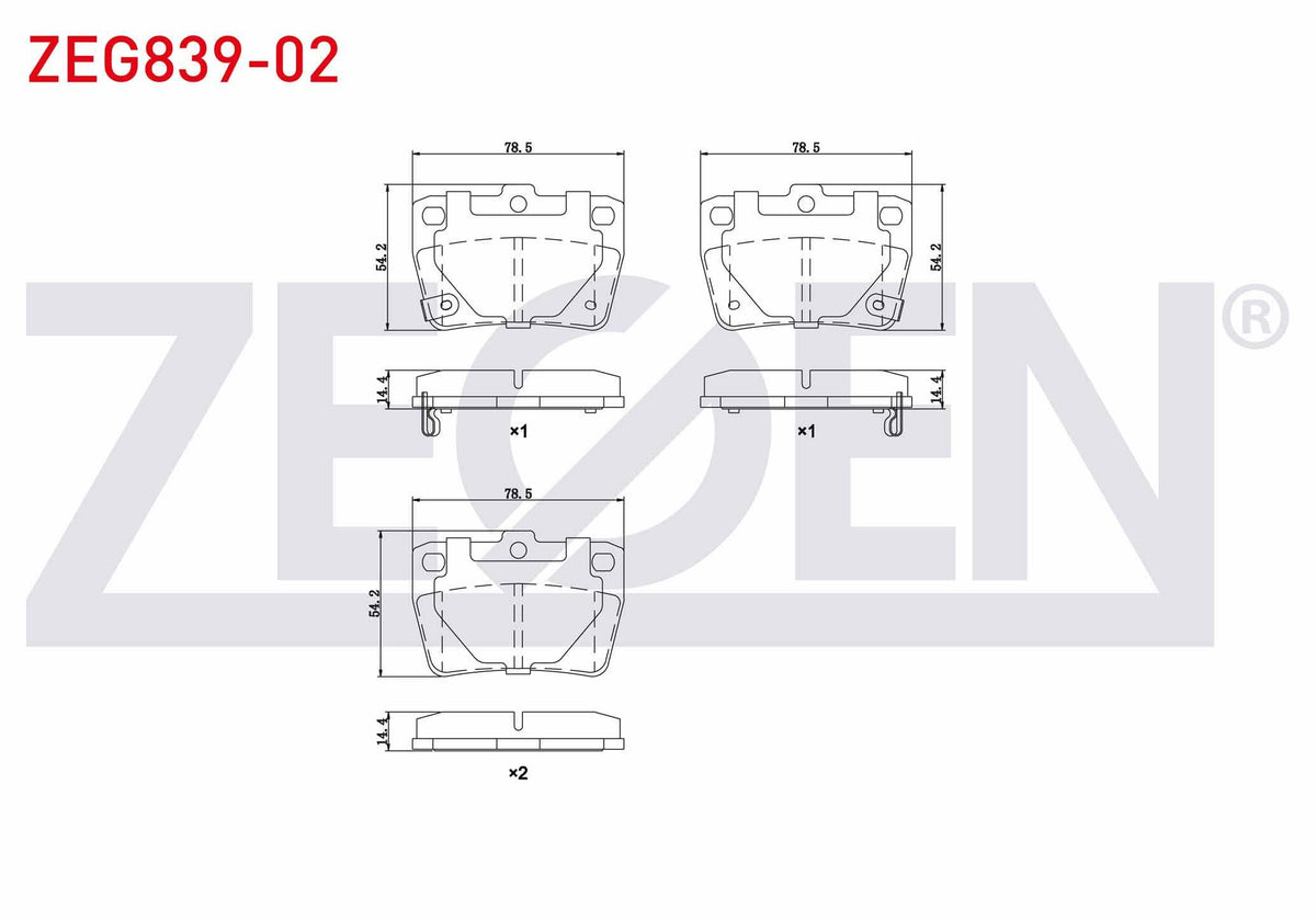 Zegen ZEG839-02 Brake Pad Rear with Wear Indicator Toyota Rav4 II (Cla2_, Xa2_ and 2 more models — Brake Pads