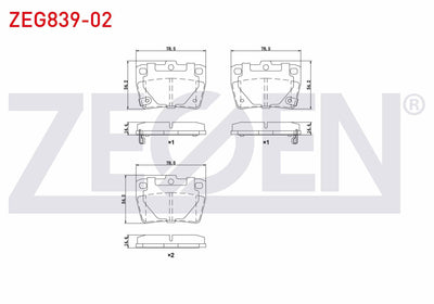 Zegen ZEG839-02 Brake Pad Rear with Wear Indicator Toyota Rav4 II (Cla2_, Xa2_ and 2 more models — Brake Pads