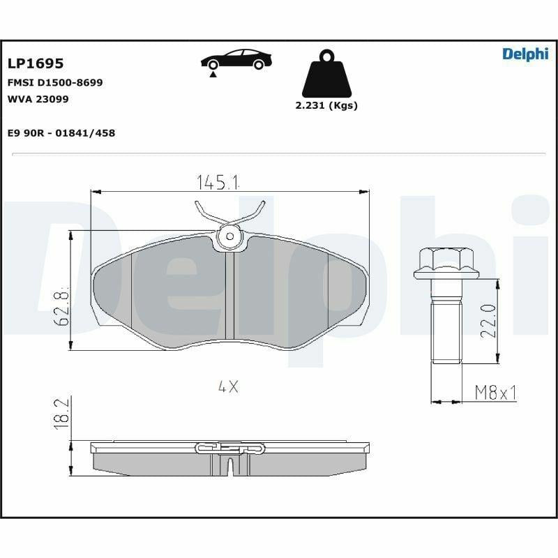Delphi LP1695 Front Brake Pads Set - Disc Brake for Traffic & Vivaro