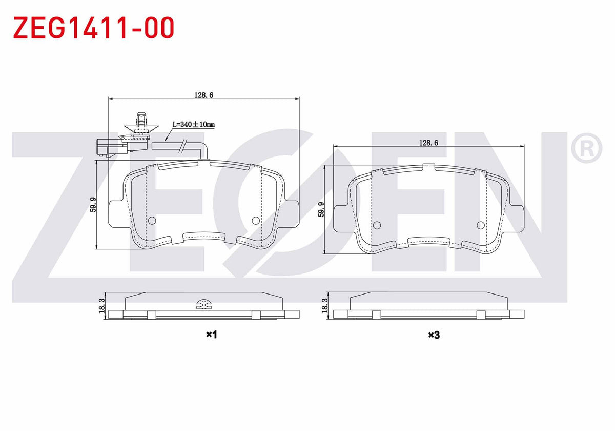Zegen ZEG1411-00 Brake Pad Rear with Connector Renault Master III (Fv) 2.3 dCi 2010-/ Master III (Fv) 2.5 dCi 20 — Brake Pads