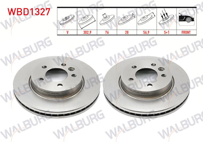 WALBURG WBD1327 Brake Disc Front Air 5 Bjn 302,9X28x76x56 — Brake Rotors & Drums