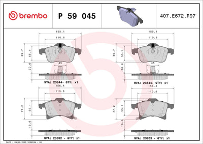 Brembo P59045X Brake Pad Front Xtra Chevrolet — Brake Pads