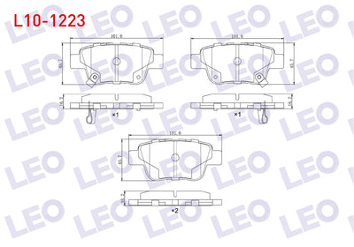 LEO L10-1223 Brake Pad Rear with Wear Indicator Toyota Avensis (T25) 1.6 Vvt-I 2003-2008 / Toyota Avensis (T25) — Brake Pads